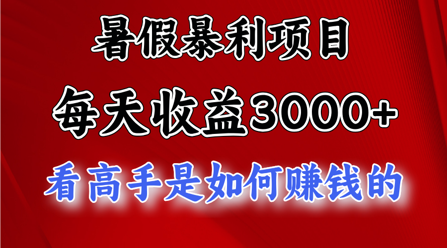 （11422期）暑假暴利项目，每天收益3000+ 努努力能达到5000+，暑假大流量来了-928网创