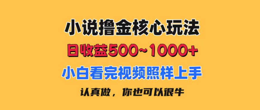 （11461期）小说撸金核心玩法，日收益500-1000+，小白看完照样上手，0成本有手就行-928网创