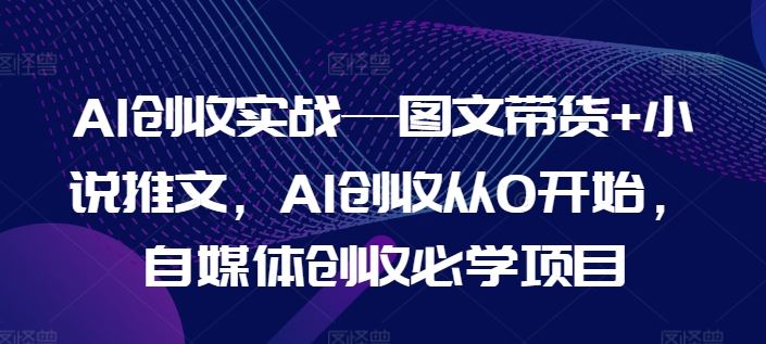 AI创收实战—图文带货+小说推文，AI创收从0开始，自媒体创收必学项目-928网创