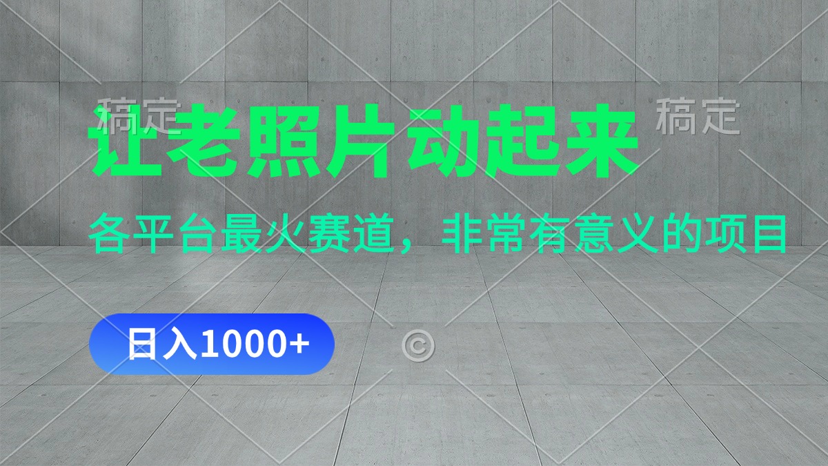 （11671期）让老照片动起来，一天变现1000+，各平台最火赛道，看完就会-928网创