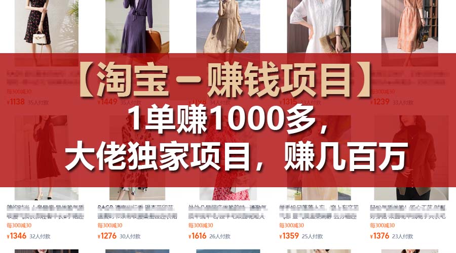 （11685期）【淘宝赚钱项目】1单可赚1000多，大佬独家项目，年赚几百万-928网创