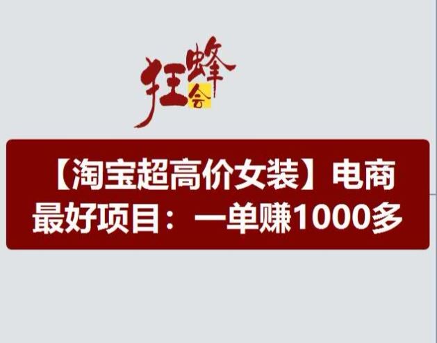 淘宝超高价女装项目，电商最好赛道，一单赚1000多-928网创
