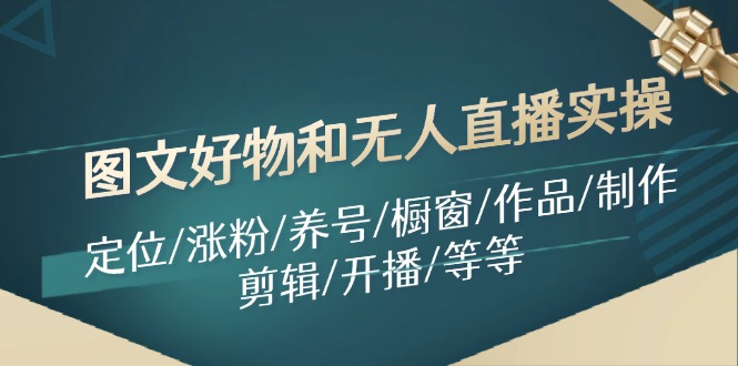 图文好物和无人直播实操：定位/涨粉/养号/橱窗/作品/制作/剪辑/开播/等等-928网创