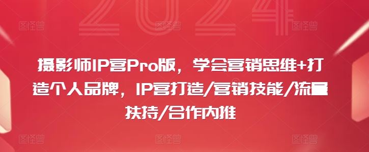 摄影师IP营Pro版，学会营销思维+打造个人品牌，IP营打造/营销技能/流量扶持/合作内推-928网创