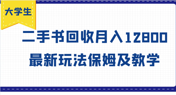 大学生创业风向标，二手书回收月入12800，最新玩法保姆及教学-928网创