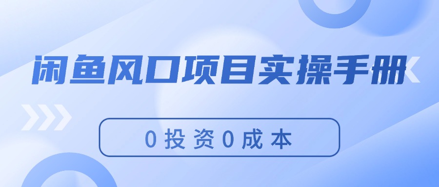 （11923期）闲鱼风口项目实操手册，0投资0成本，让你做到，月入过万，新手可做-928网创