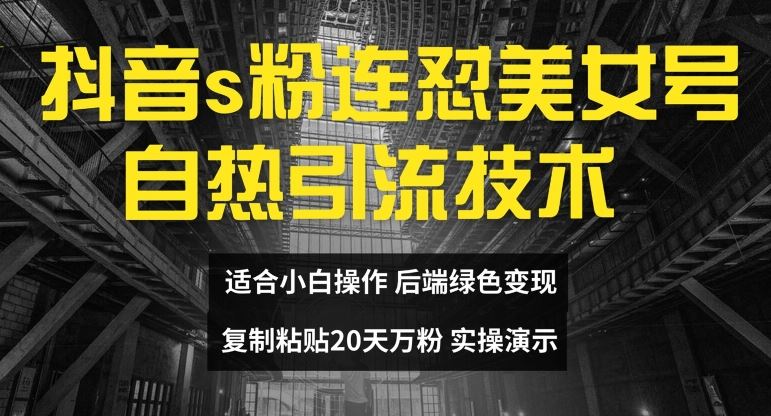 抖音s粉连怼美女号自热引流技术复制粘贴，20天万粉账号，无需实名制，矩阵操作【揭秘】-928网创