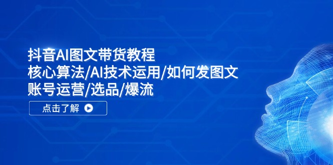 抖音AI图文带货教程：核心算法/AI技术运用/如何发图文/账号运营/选品/爆流-928网创