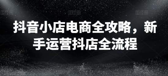 抖音小店电商全攻略，新手运营抖店全流程-928网创
