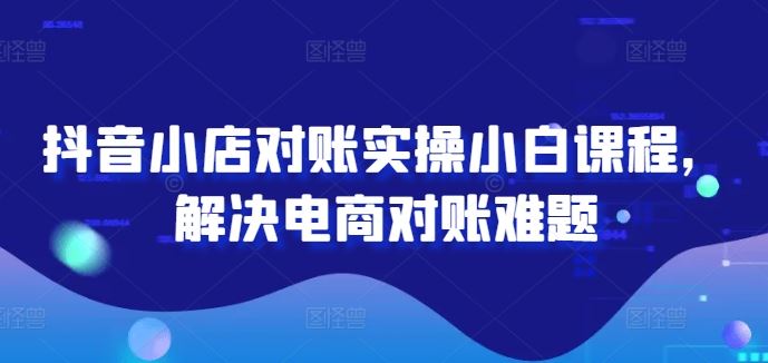 抖音小店对账实操小白课程，解决电商对账难题-928网创