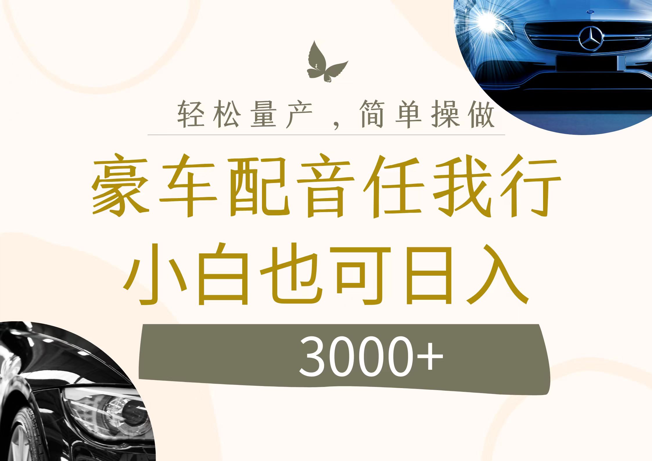 （12206期）不为人知的暴力小项目，豪车配音，日入3000+-928网创