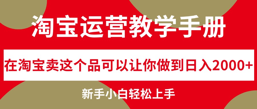 （12351期）淘宝运营教学手册，在淘宝卖这个品可以让你做到日入2000+，新手小白轻…-928网创