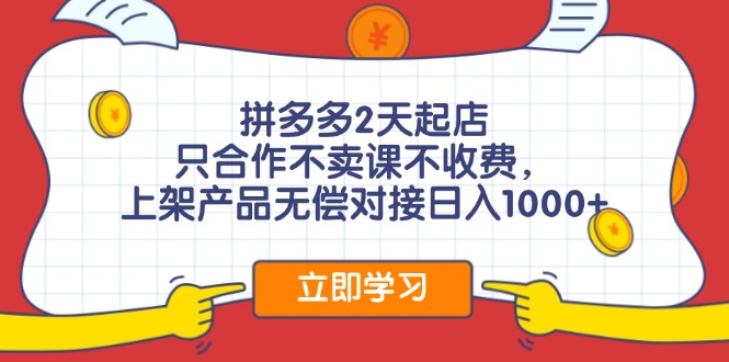 （12356期）拼多多0成本开店，只合作不卖课不收费，0成本尝试，日赚千元+-928网创