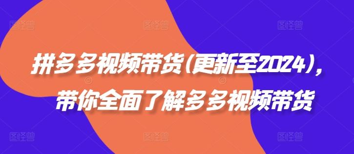 拼多多视频带货(更新至2024)，带你全面了解多多视频带货-928网创