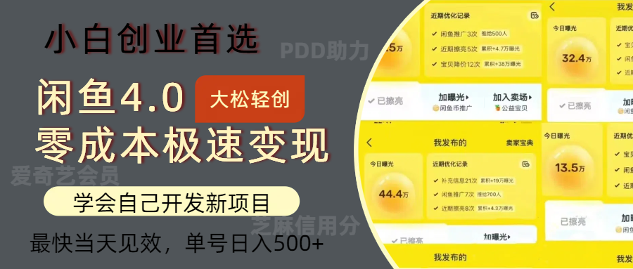 （12434期）闲鱼0成本极速变现项目，多种变现方式 单号日入500+最新玩法-928网创