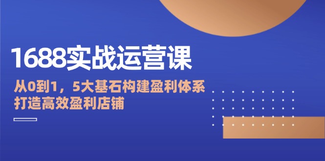 （12482期）1688实战运营课：从0到1，5大基石构建盈利体系，打造高效盈利店铺-928网创