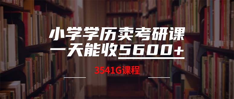 （12556期）小学学历卖考研课程，一天收5600（附3580G考研合集）-928网创