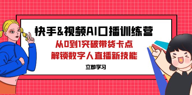 （12665期）快手&视频号AI口播特训营：从0到1突破带货卡点，解锁数字人直播新技能-928网创