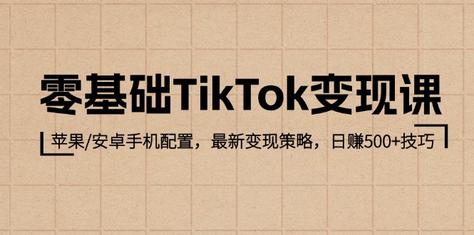 （12723期）零基础TikTok变现课：苹果/安卓手机配置，最新变现策略，日赚500+技巧-928网创