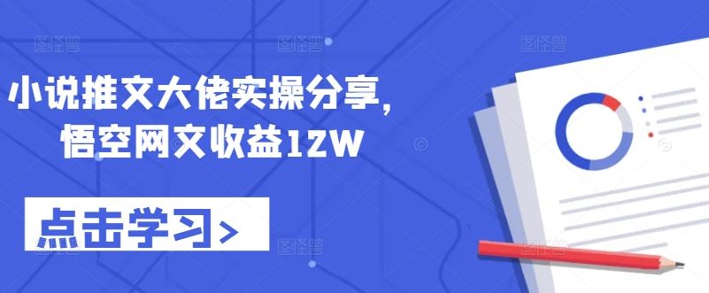 小说推文大佬实操分享，悟空网文收益12W-928网创