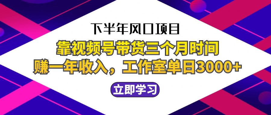 （12849期）下半年风口项目，靠视频号带货三个月时间赚一年收入，工作室实测单日3…-928网创