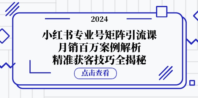 （12943期）小红书专业号矩阵引流课，月销百万案例解析，精准获客技巧全揭秘-928网创