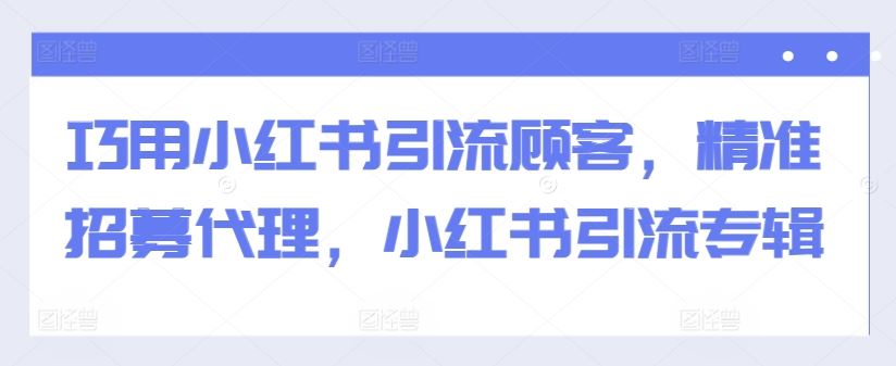 巧用小红书引流顾客，精准招募代理，小红书引流专辑-928网创
