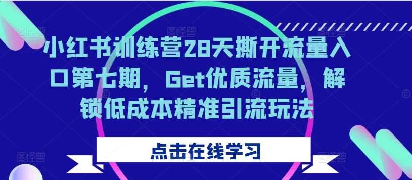 小红书训练营28天撕开流量入口第七期，Get优质流量，解锁低成本精准引流玩法-928网创