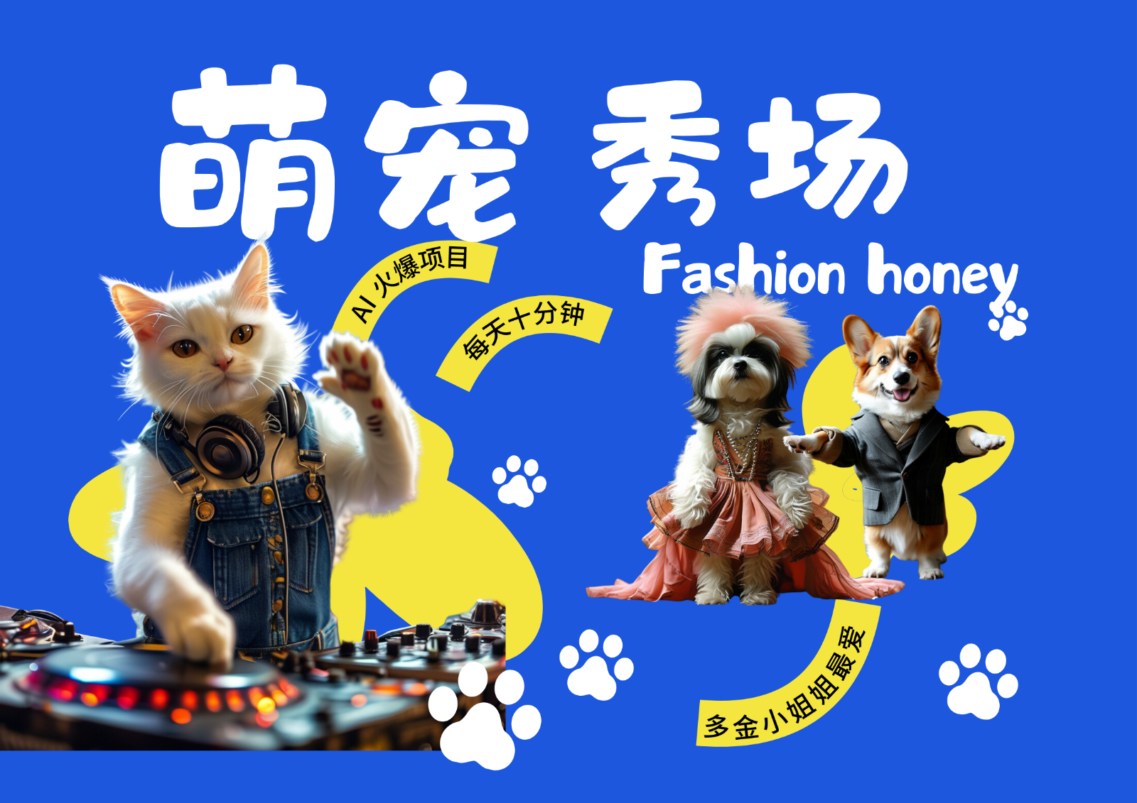 酷飒动物跳舞走秀  时尚喵FASHION汪 多金小姐姐最爱的 轻松月入破W-928网创