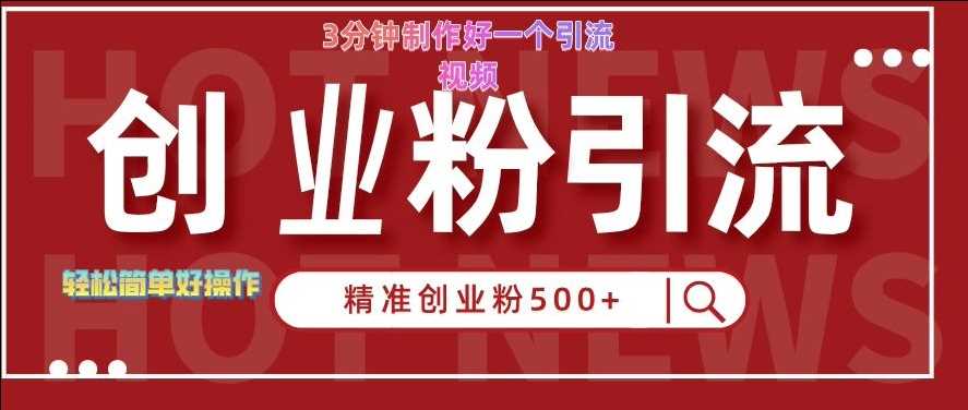 快手被动引流创业粉500+的玩法，3分钟制作好一个引流视频，轻松简单好操作【揭秘】-928网创