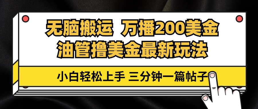 （13050期）油管无脑搬运撸美金玩法教学，万播200刀，三分钟一篇帖子，小白轻松上手-928网创