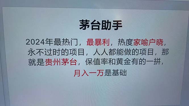 （13051期）魔法贵州茅台代理，永不淘汰的项目，抛开传统玩法，使用科技，命中率极…-928网创