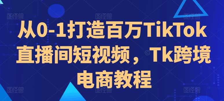 从0-1打造百万TikTok直播间短视频，Tk跨境电商教程-928网创