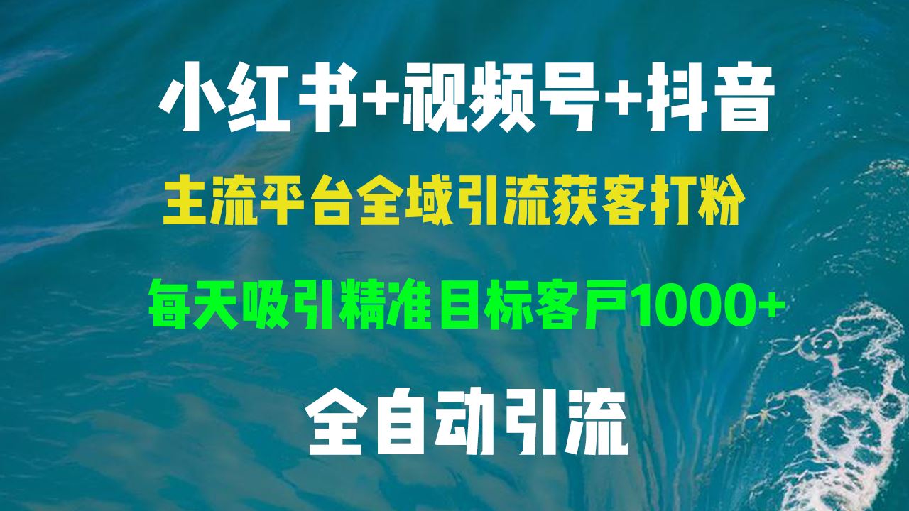 （13104期）小红书，视频号，抖音主流平台全域引流获客打粉，每天吸引精准目标客户…-928网创