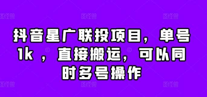 抖音星广联投项目，单号1k ，直接搬运，可以同时多号操作【揭秘】-928网创