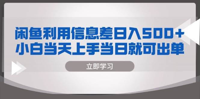 （13170期）闲鱼利用信息差 日入500+  小白当天上手 当日就可出单-928网创