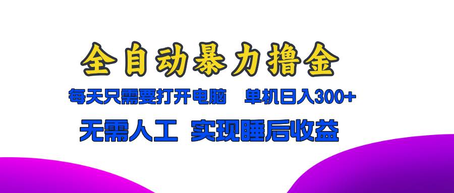 （13186期）全自动暴力撸金，只需要打开电脑，单机日入300+无需人工，实现睡后收益-928网创