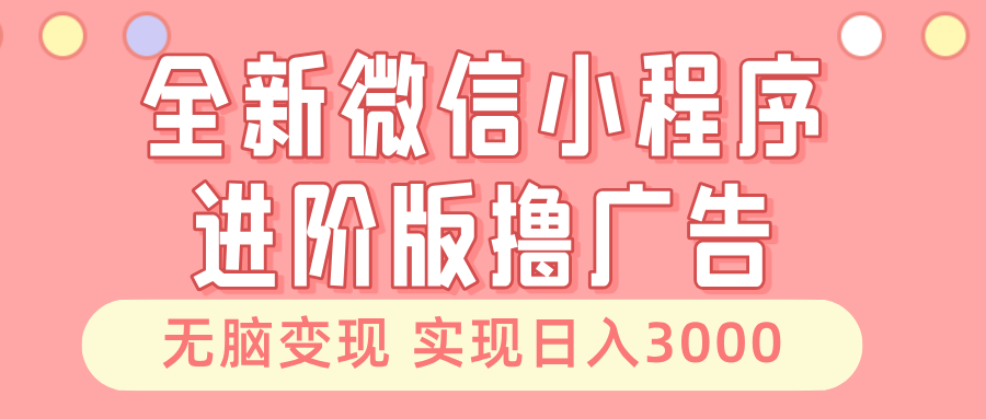 （13197期）全新微信小程序进阶版撸广告 无脑变现睡后也有收入 日入3000＋-928网创