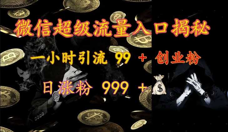 微信超级流量入口揭秘：一小时引流 99 + 创业粉，日涨粉 999 +-928网创