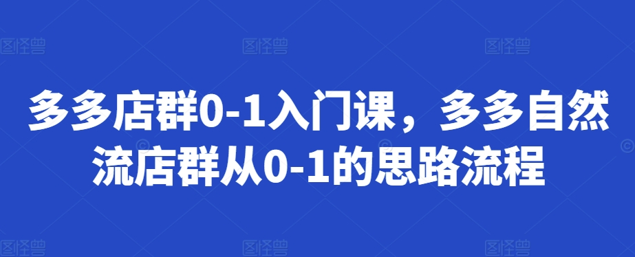 多多店群0-1入门课，多多自然流店群从0-1的思路流程-928网创