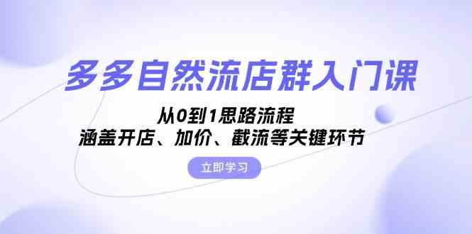 多多自然流店群入门课，从0到1思路流程，涵盖开店、加价、截流等关键环节-928网创