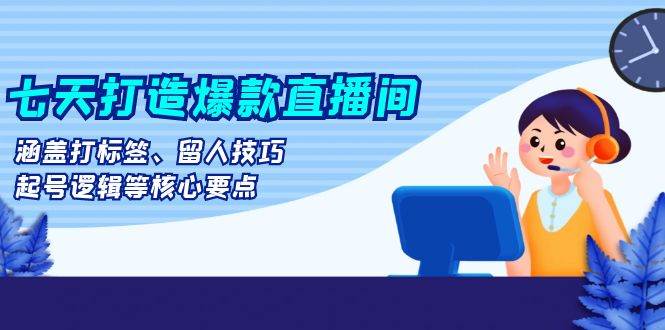 七天打造爆款直播间：涵盖打标签、留人技巧、起号逻辑等核心要点-928网创