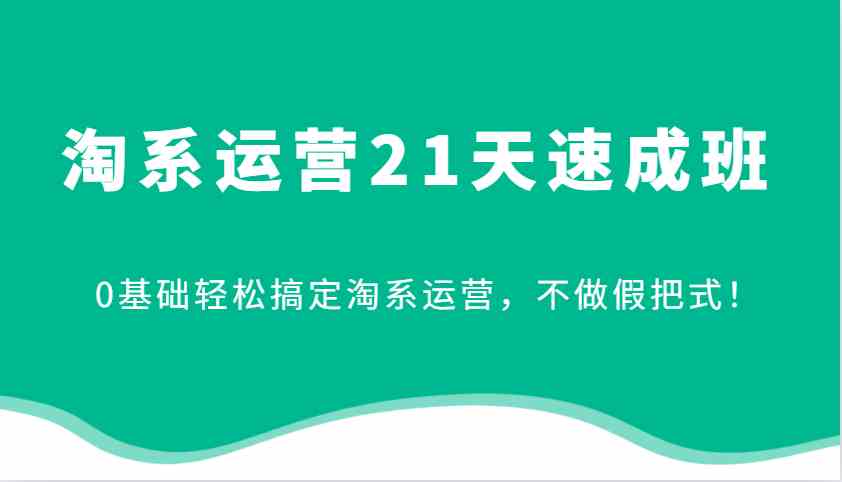 淘系运营21天速成班，0基础轻松搞定淘系运营，不做假把式！-928网创