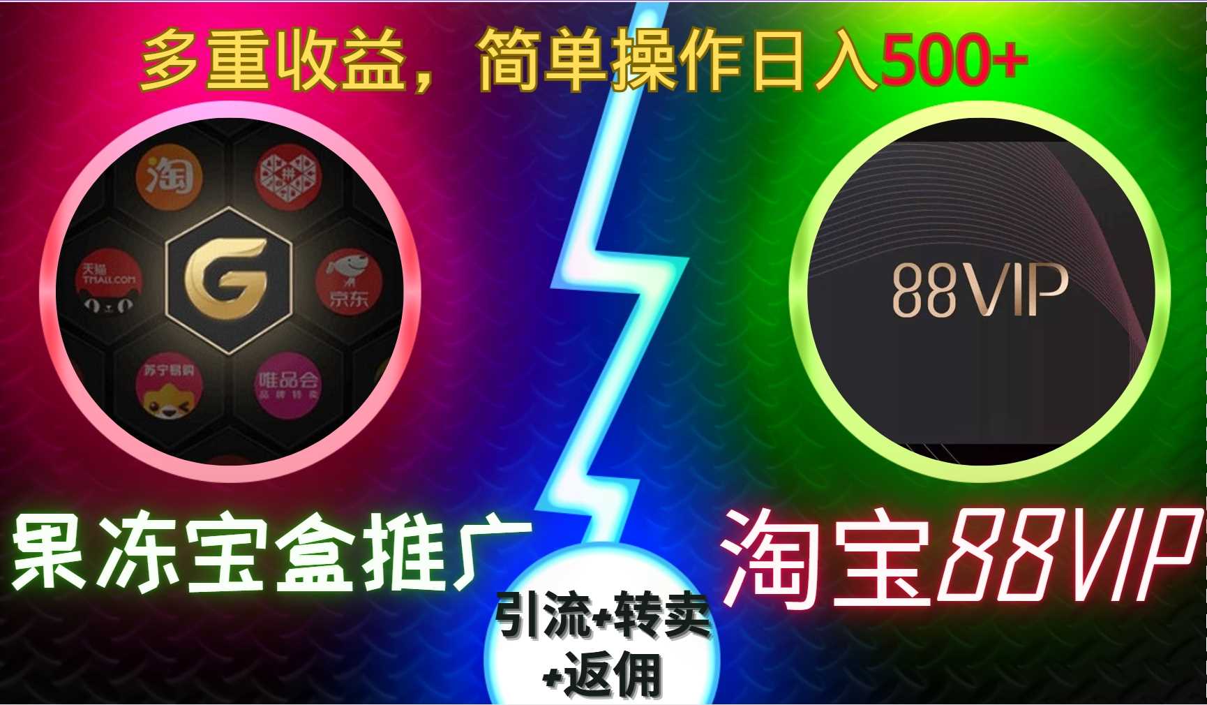 果冻宝盒推广88VIP，引流+转卖+返佣，多重收益，简单操作日入5张【揭秘】-928网创