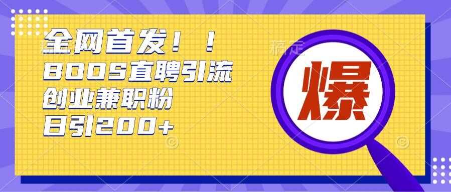 通过Boss直聘，每天轻松钓到200+多条创业大鱼的秘籍【揭秘】-928网创