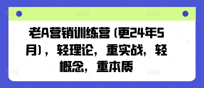 老A营销训练营(更24年11月)，轻理论，重实战，轻概念，重本质-928网创