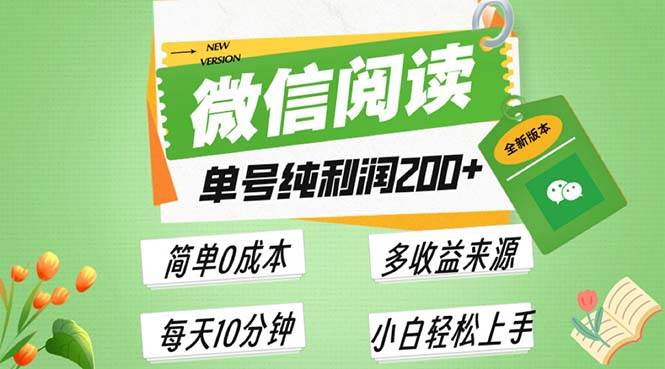 （13425期）最新微信阅读6.0，每日5分钟，单号利润200+，可批量放大操作，简单0成本-928网创