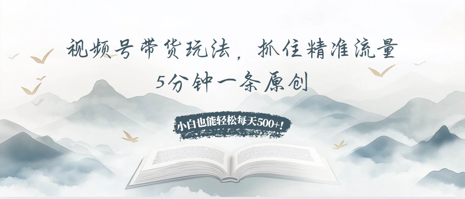 （13492期）视频号带货玩法，抓住精准流量，5分钟一条原创，小白也能轻松每天500+！-928网创