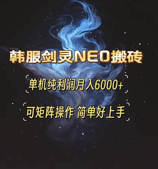 （13435期）韩服剑灵NEO搬砖攻略，单机纯利润月入6000+ 可矩阵操作，简单好上手。-928网创