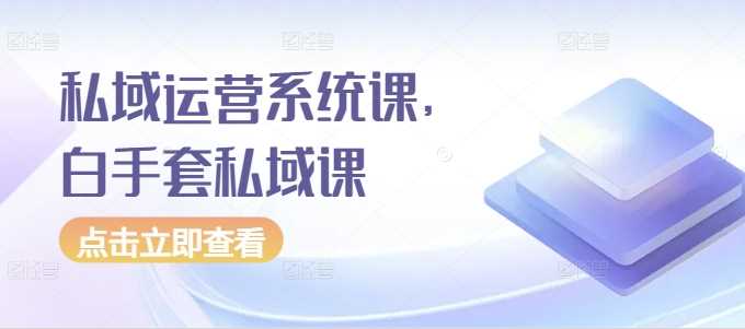 私域运营系统课，白手套私域课-928网创